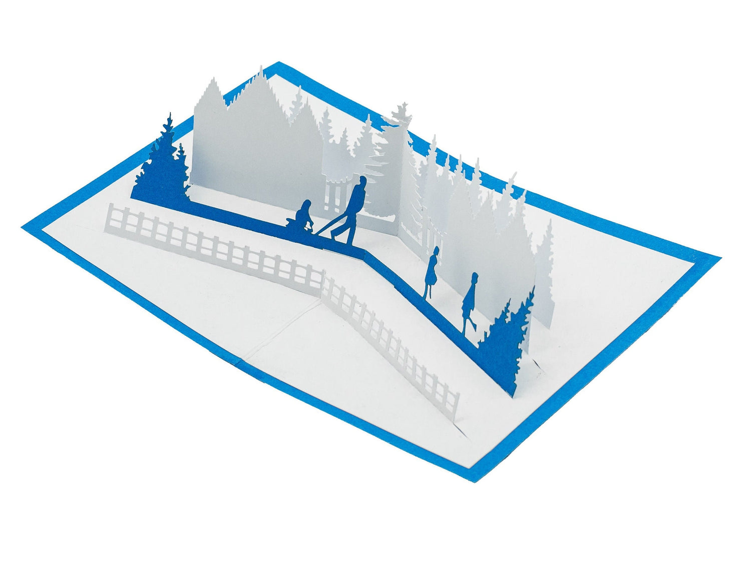 Ice Skating Winter Wonderland 3D Pop Up Christmas Card, Vintage Inspired Holiday Greeting