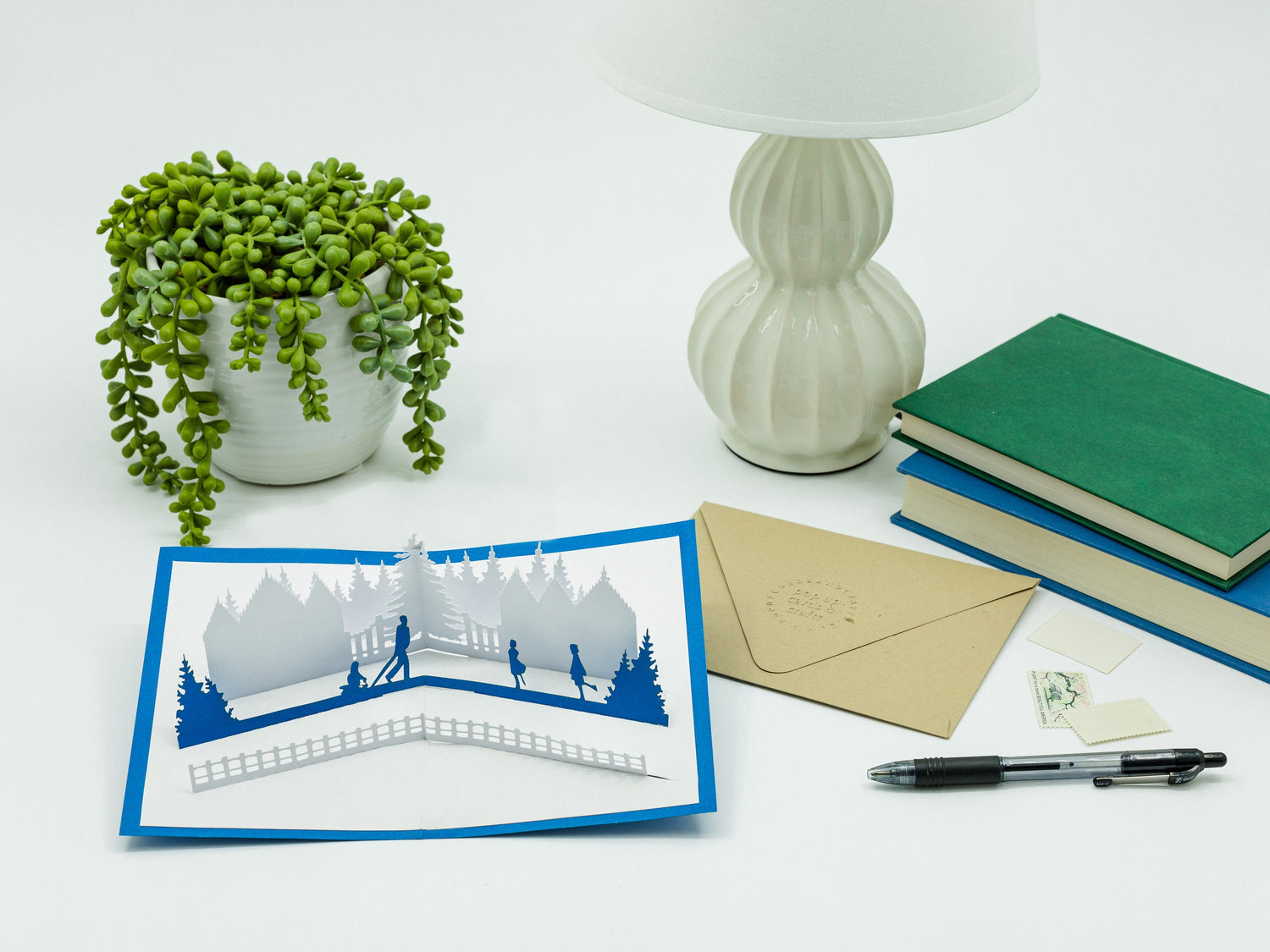 Ice Skating Winter Wonderland 3D Pop Up Christmas Card, Vintage Inspired Holiday Greeting