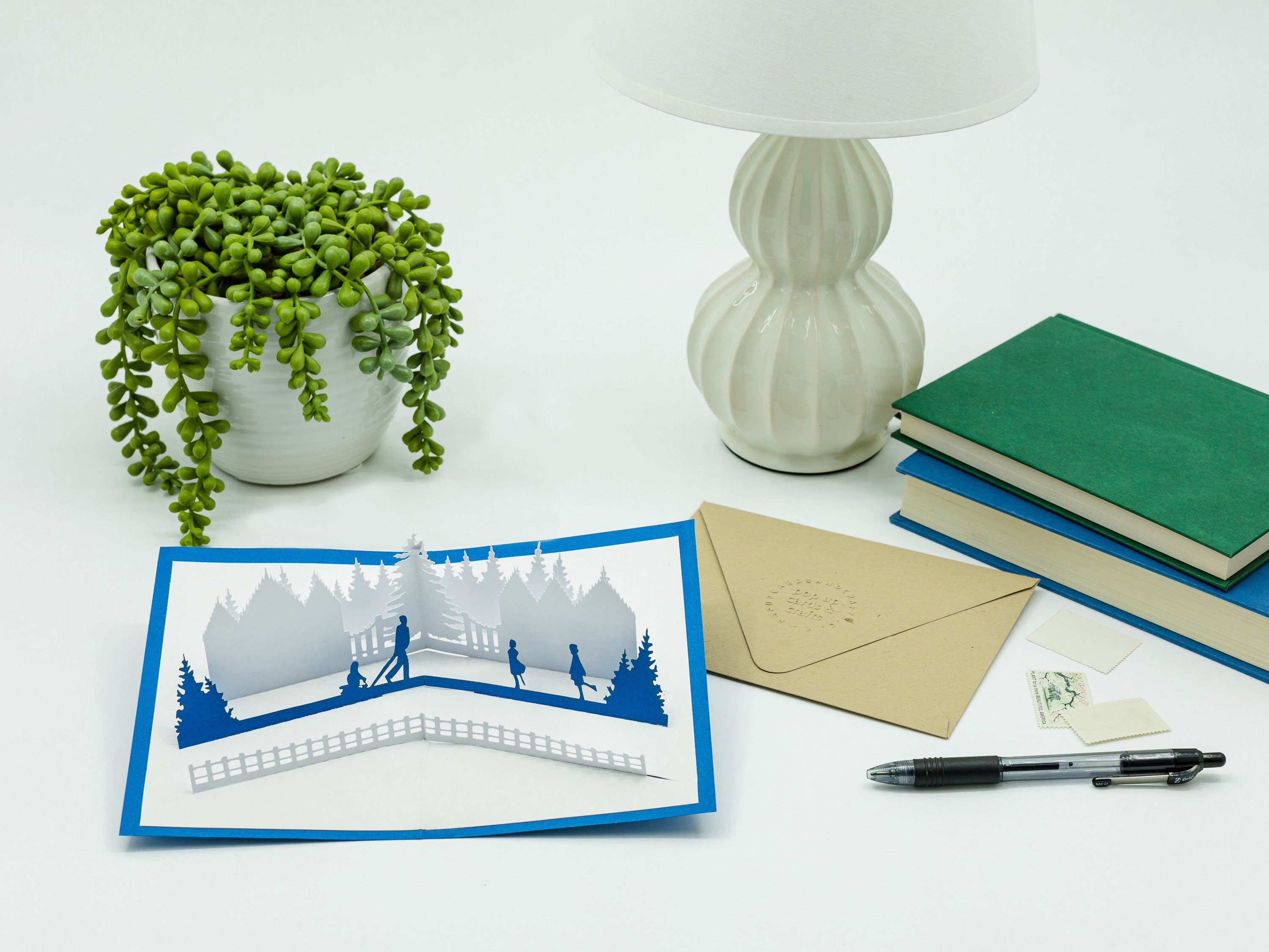 Ice Skating Winter Wonderland 3D Pop Up Christmas Card, Vintage Inspired Holiday Greeting