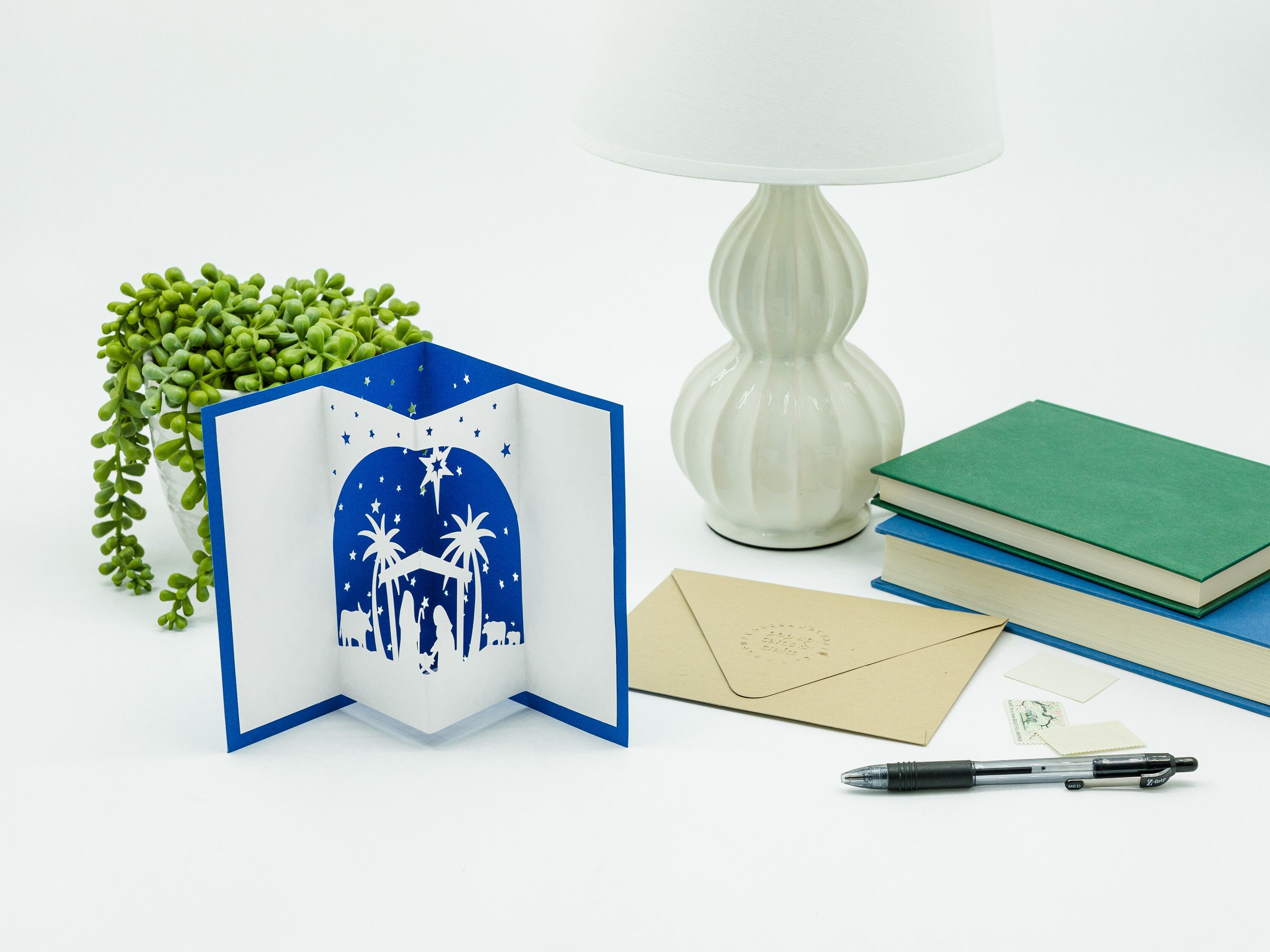 Silent Night 3D Pop Up Nativity Scene Christmas Card: Peace on Earth Holiday Greeting with Baby Jesus Mary Joseph & Star