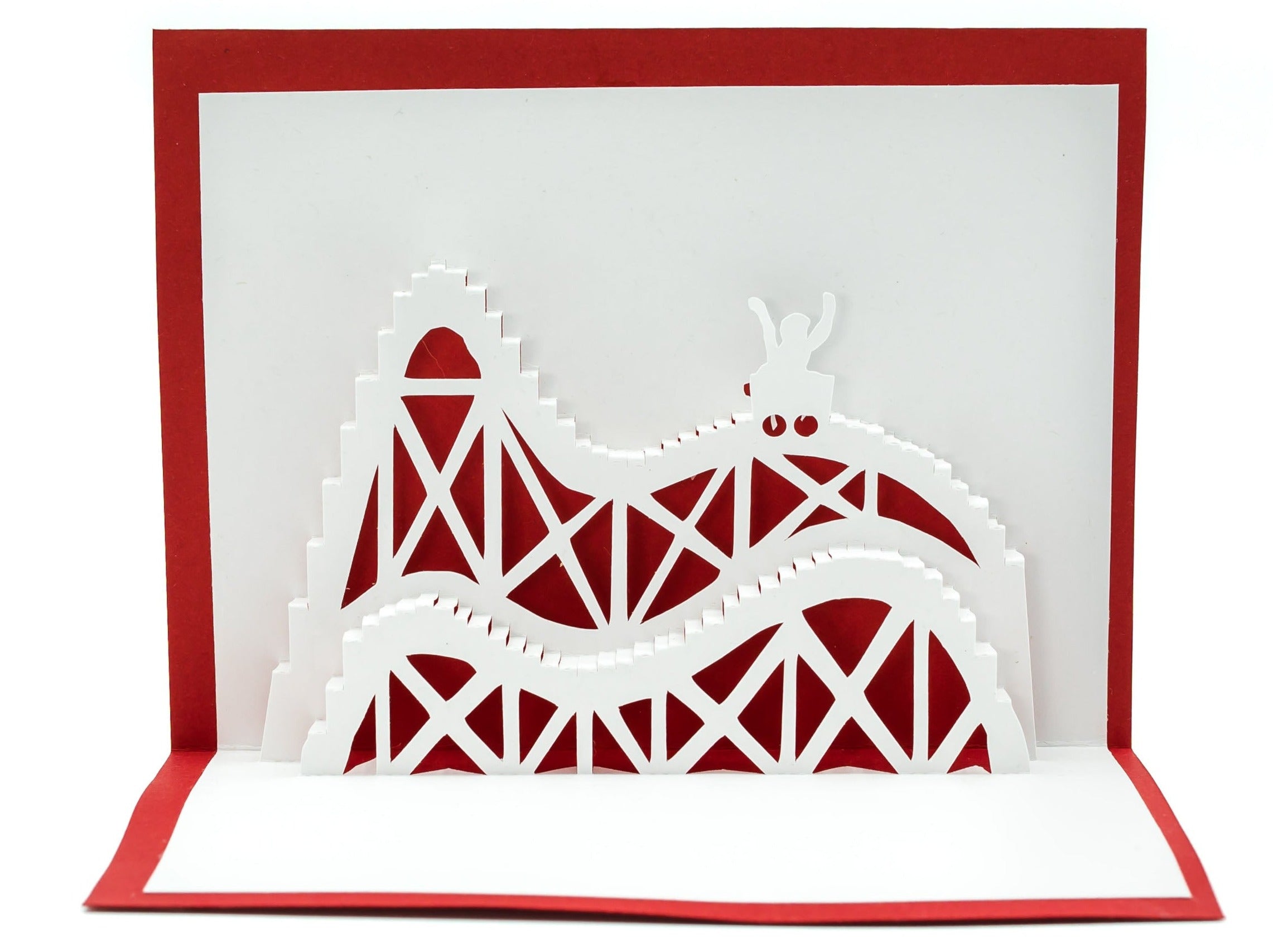 Roller Coaster 3D Pop Up Greeting Card: Amusement Park Decor, Custom Message, Theme Park Enthusiast Gift