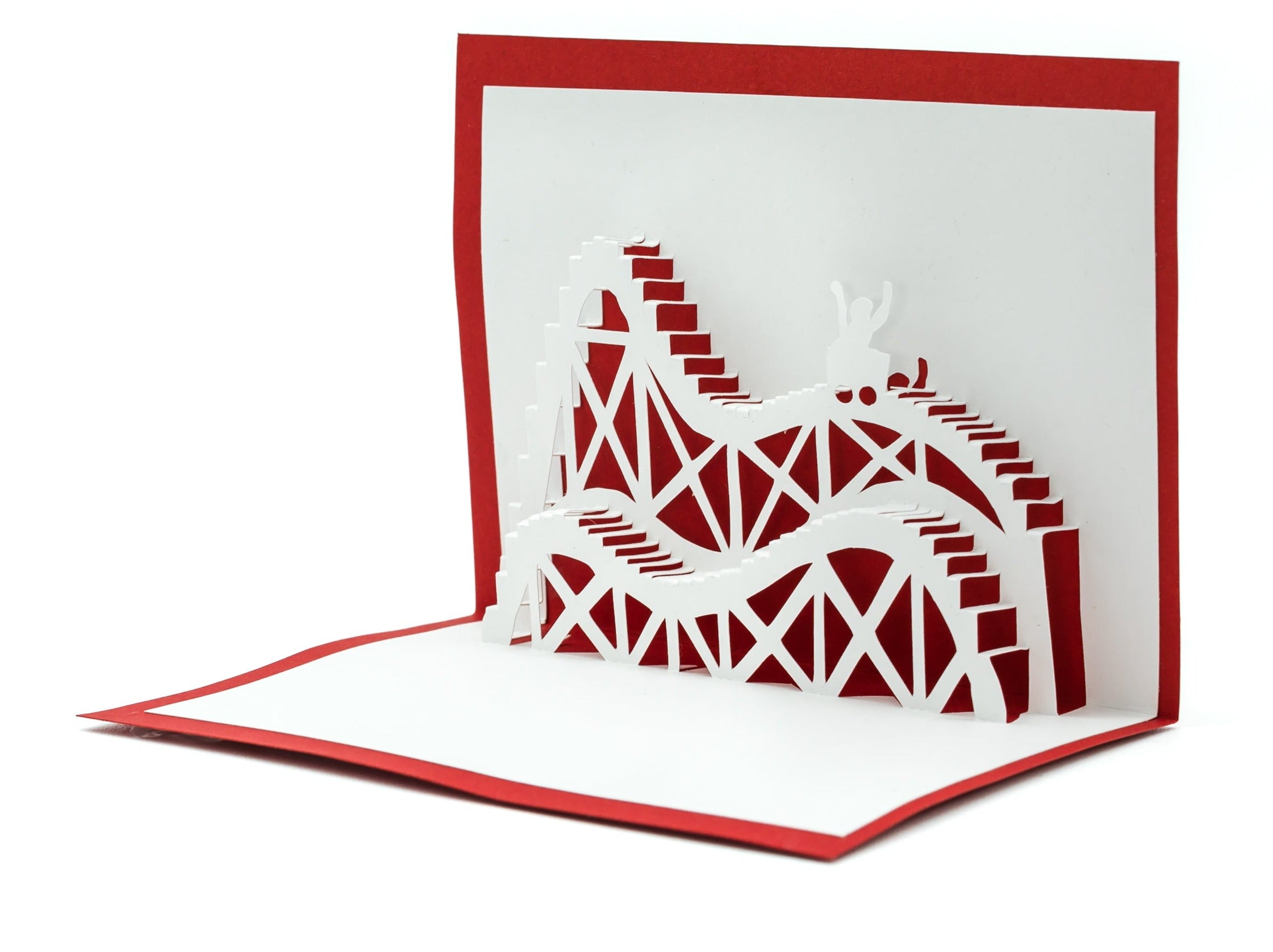 Roller Coaster 3D Pop Up Greeting Card: Amusement Park Decor, Custom Message, Theme Park Enthusiast Gift