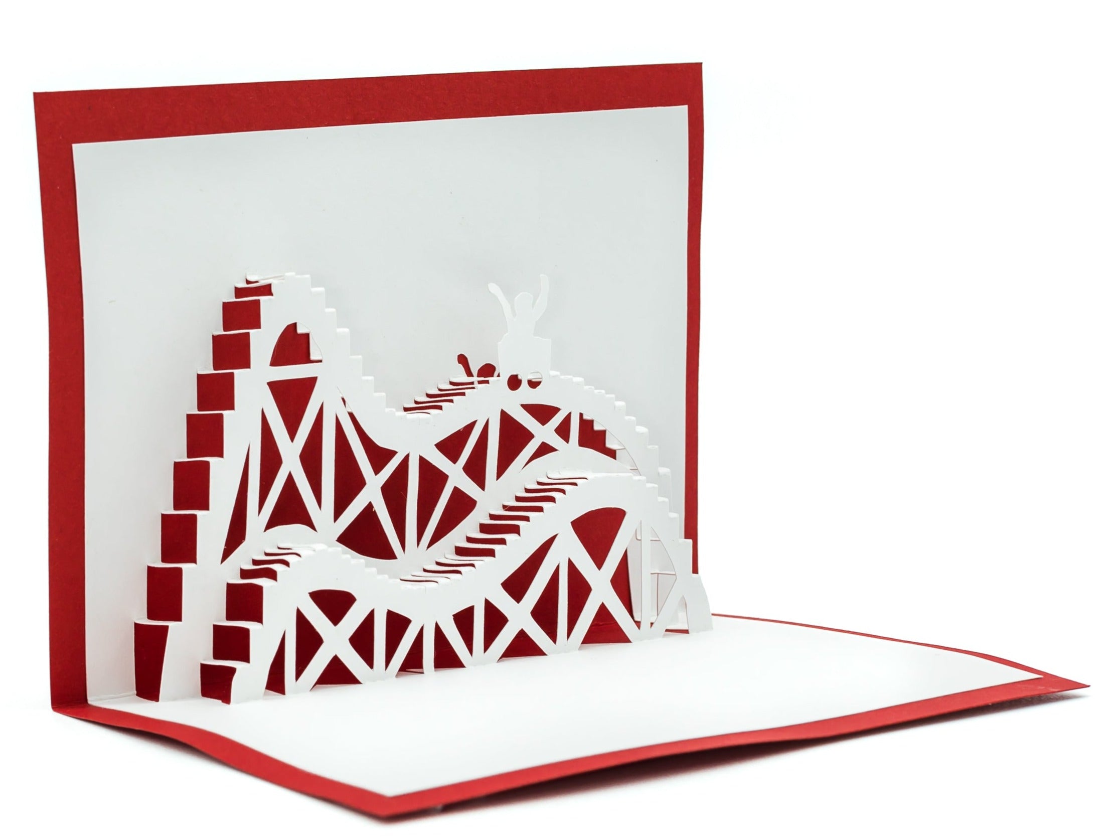 Roller Coaster 3D Pop Up Greeting Card: Amusement Park Decor, Custom Message, Theme Park Enthusiast Gift