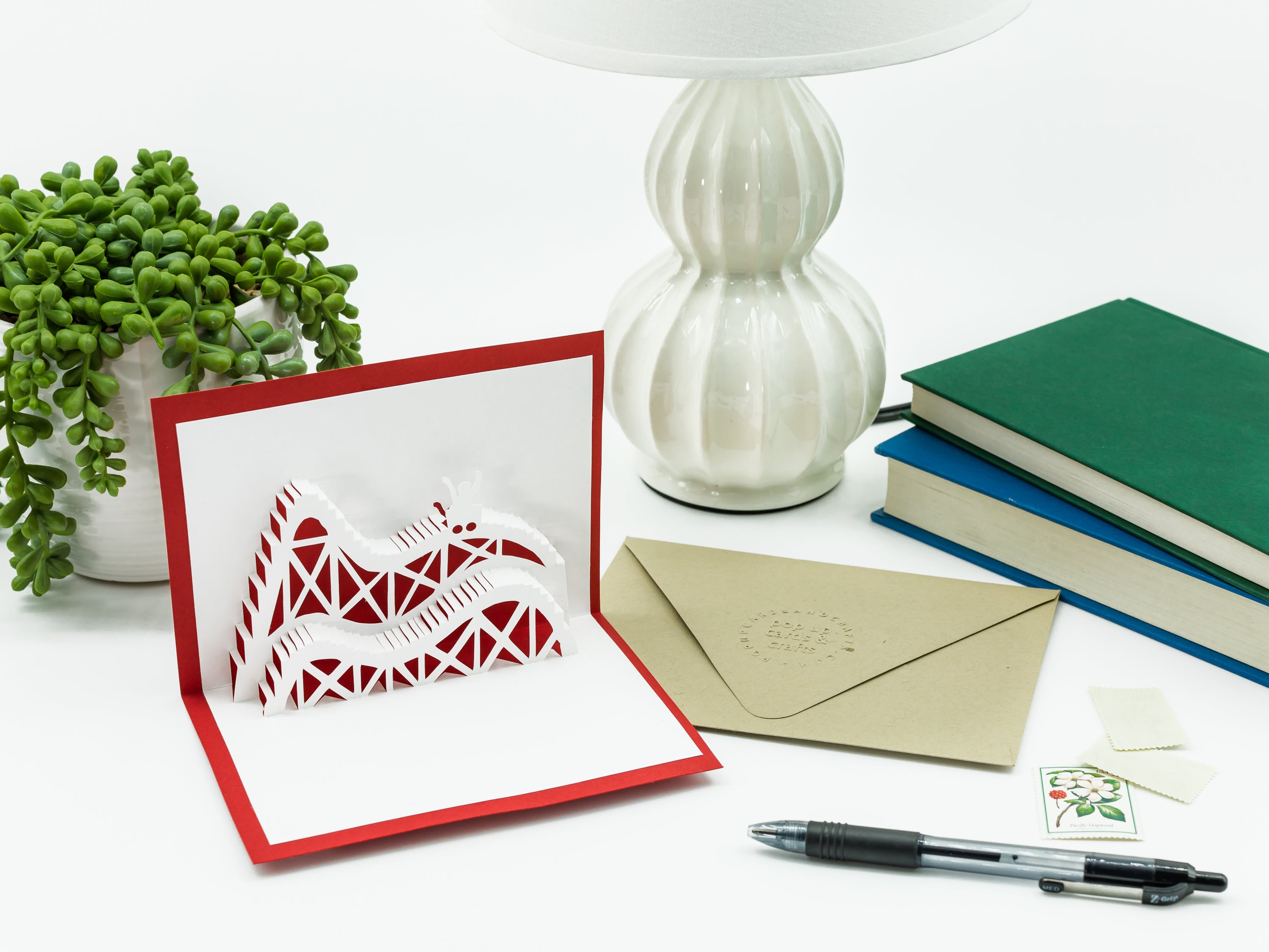 Roller Coaster 3D Pop Up Greeting Card: Amusement Park Decor, Custom Message, Theme Park Enthusiast Gift