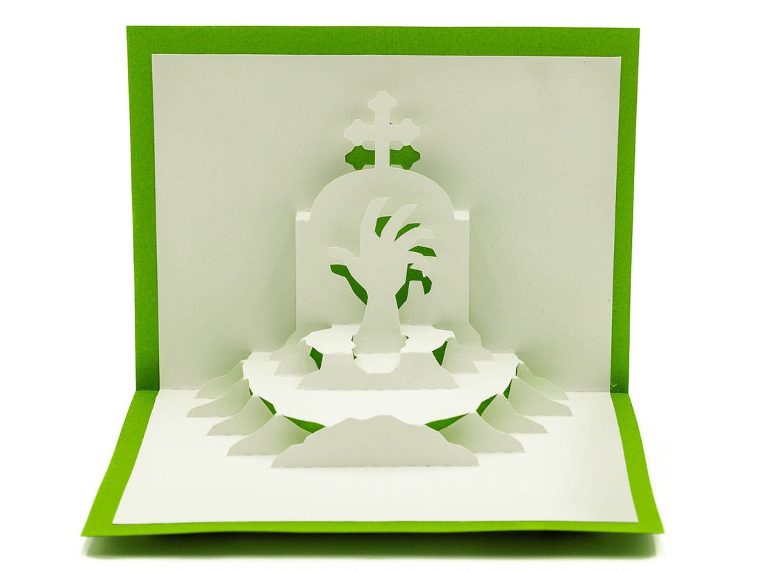 Zombie Graveyard Pop Up Halloween Card: Spooky Unique 3D Design, Gruesome Keepsake & Decor