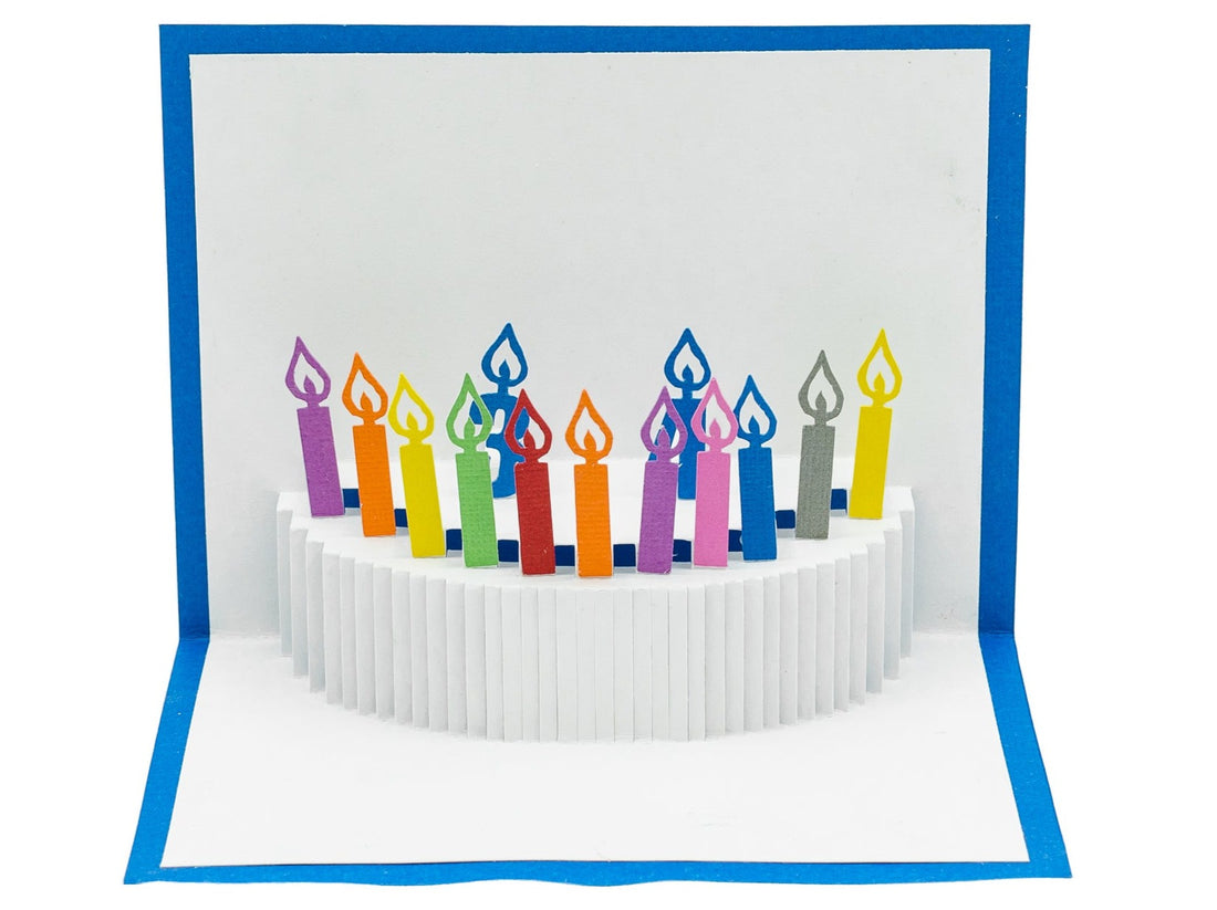 Birthday Cake Customizable 3D Pop Up Card - Personalized Celebration Greeting with Vibrant Candles