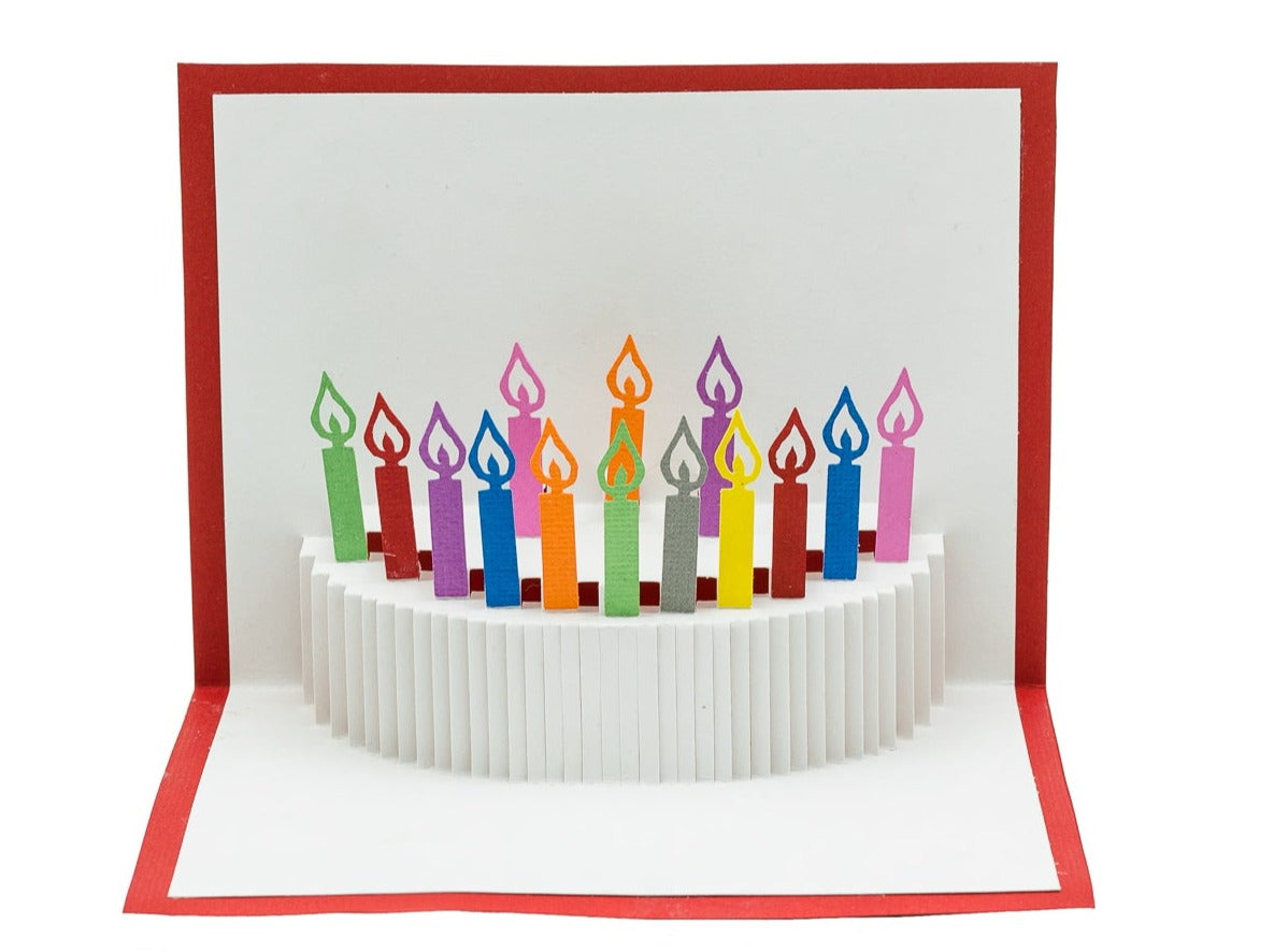 Happy Birthday Cake with Candles Pop Up 3D Greeting Card