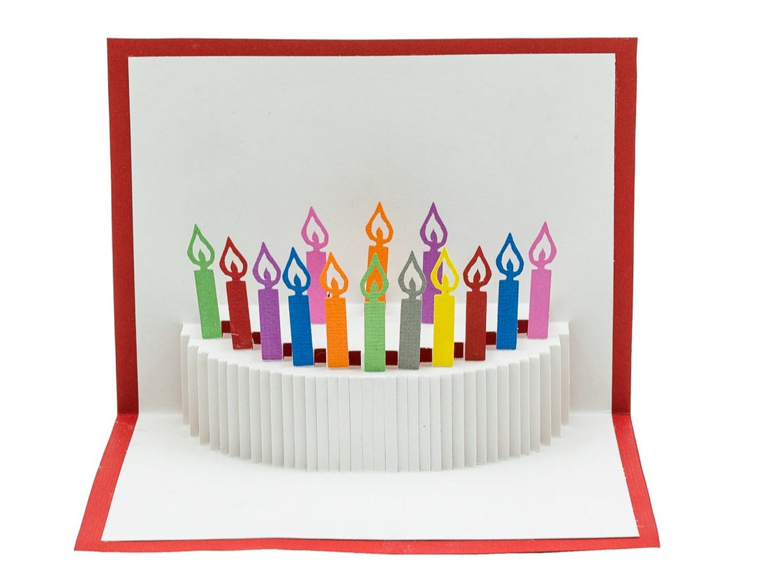 Colorful Birthday Cake 3D Pop Up Greeting Card | Rainbow Candles Card | Handmade Special Gift | Unique Keepsake | Modern Birthday Card