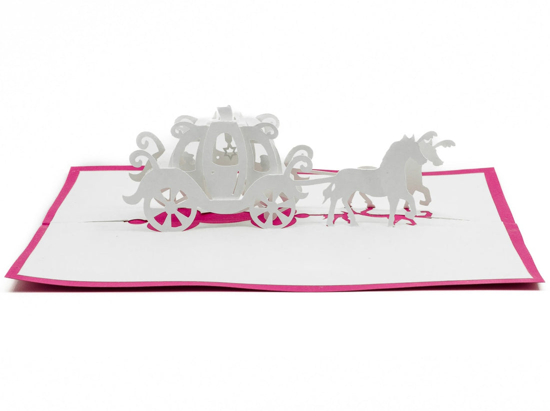 Princess Cinderella Carriage 3D Pop Up Card: Enchanting Fairytale Birthday Greeting for Magical Celebrations Blank Greeting Card for Her