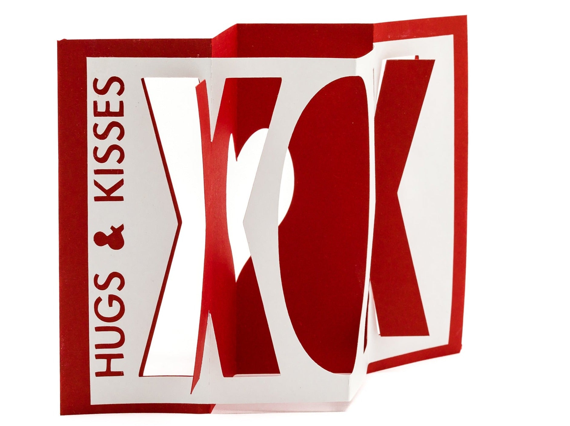 Hugs &amp; Kisses Accordion Pop Up 3D Greeting Card Valentine&