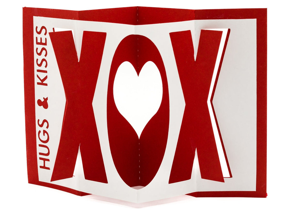 Hugs and Kisses 3D Pop Up Valentines Day | XOXO Accordion Card | Unique Handmade Gifts | Anniversary Card | Love Decor | Premium Keepsake