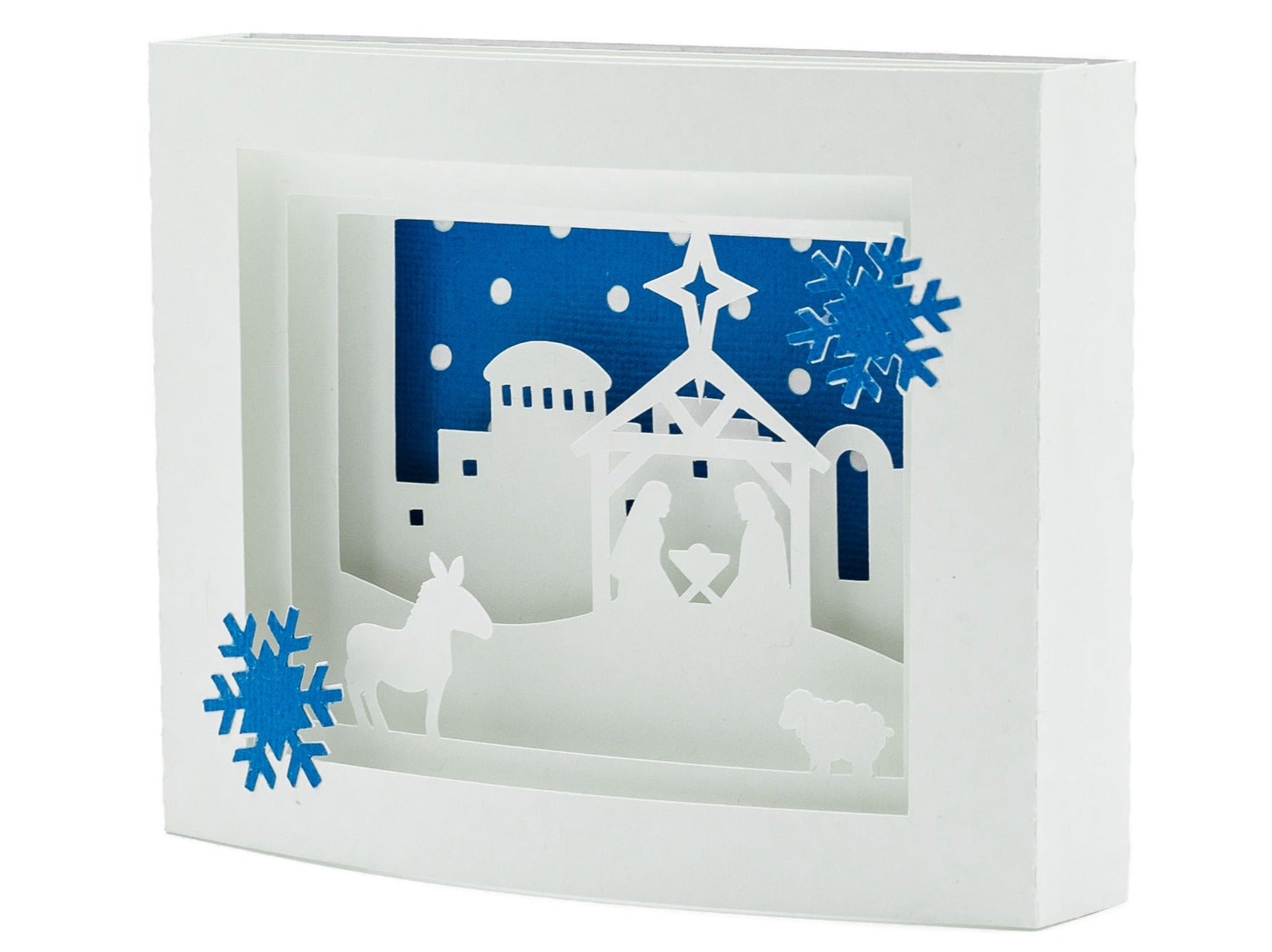 Nativity Silent Night Over Jerusalem Christmas Shadow Box Pop Up 3D Greeting Card