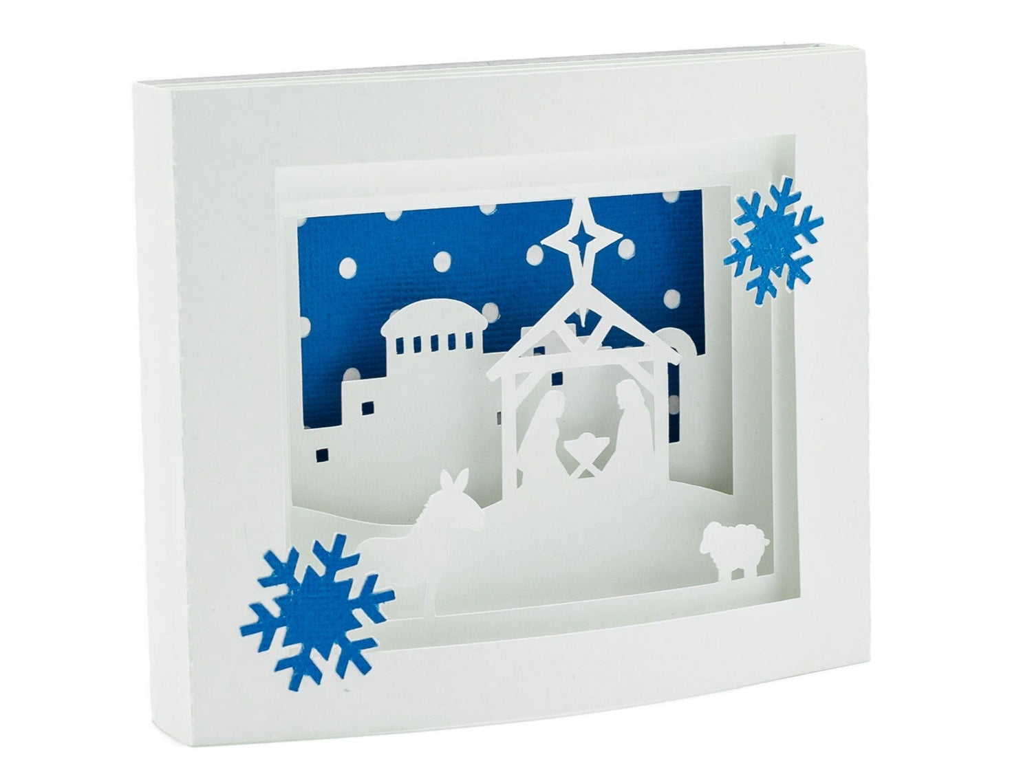 Bulk Set of 12 Nativity Silent Night Over Jerusalem Christmas Shadow Box Pop Up 3D Greeting Card
