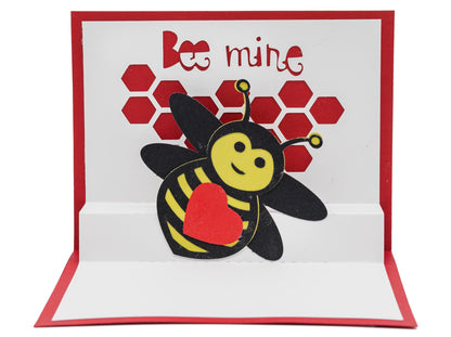 Bee Mine 3D Pop Up Valentines Day Card | Cute Couples Gift | Unique Versatile Card | Handmade Greetings | Cartoon Art Valentines Gift