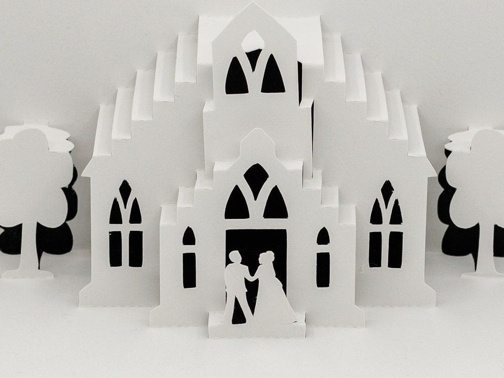 Wedding Chapel Pop Up 3D Greeting Card