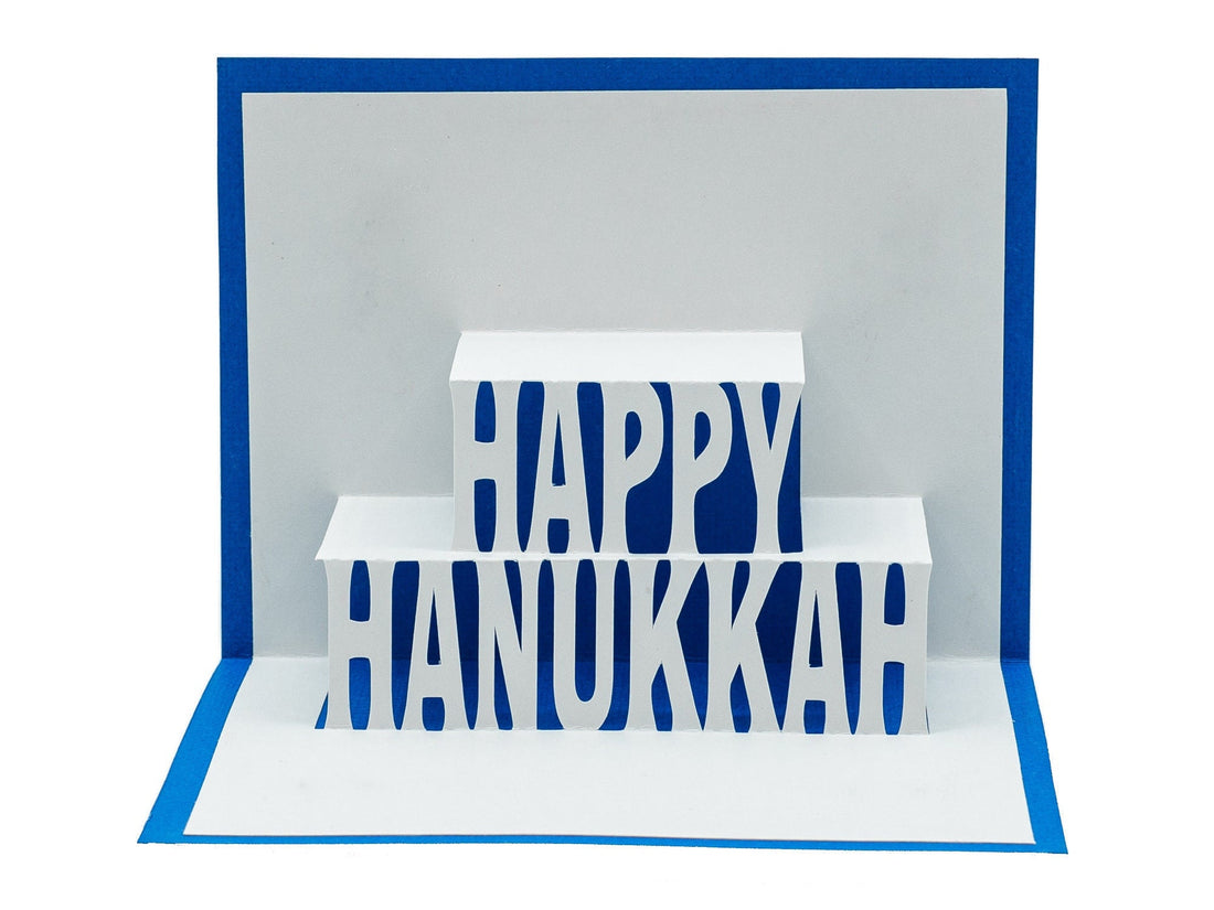 Happy Hanukkah Pop Up 3D Card | Handmade Jewish Holiday Greeting Cards | Minimalist Holiday Gift | Contemporary Religious Decorations