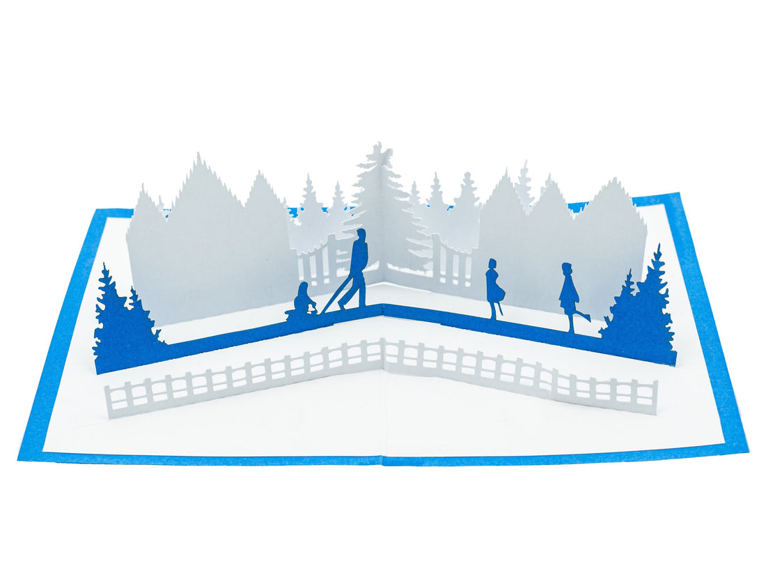 Ice Skating Winter Wonderland 3D Pop Up Christmas Card, Vintage Inspired Holiday Greeting