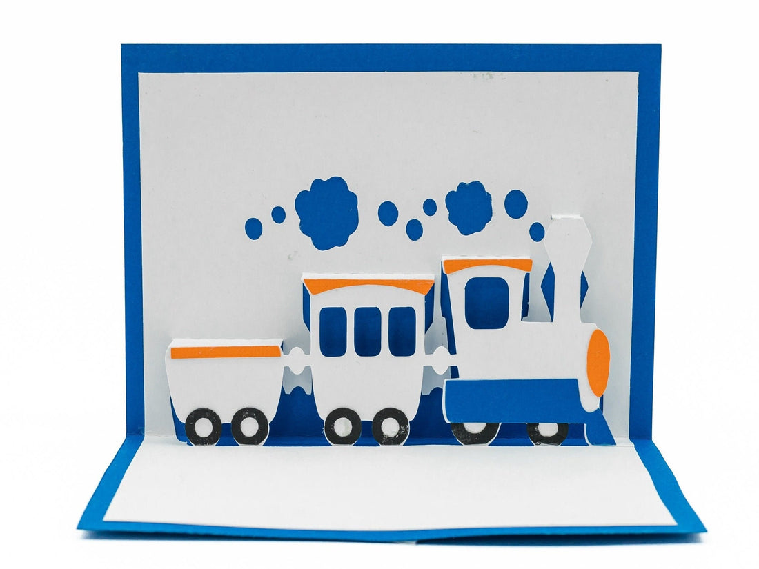 Choo Choo Train Pop Up 3D Greeting Card | Playful Locomotive Art | Cute Design | Unique Keepsake | Handmade Gift | Cute Freight Train Art