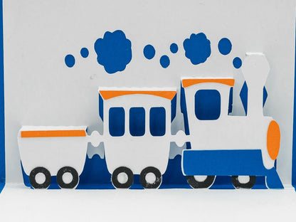 Choo Choo Train Pop Up 3D Greeting Card | Playful Locomotive Art | Cute Design | Unique Keepsake | Handmade Gift | Cute Freight Train Art