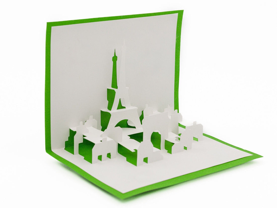 Paris France Skyline 3D Pop Up Card Eiffel Tower Greeting Card, Romantic Travel Keepsake, Notre Dame Cathedral, Arc de Triomphe