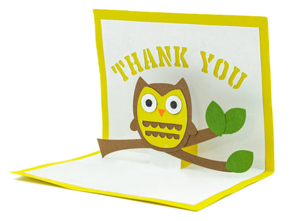 Cute Owl Thank You 3D Pop Up Card | I Adorable Gratitude Card | Thankful Greeting | Handmade Gift | Versatile Card | Appreciation Card