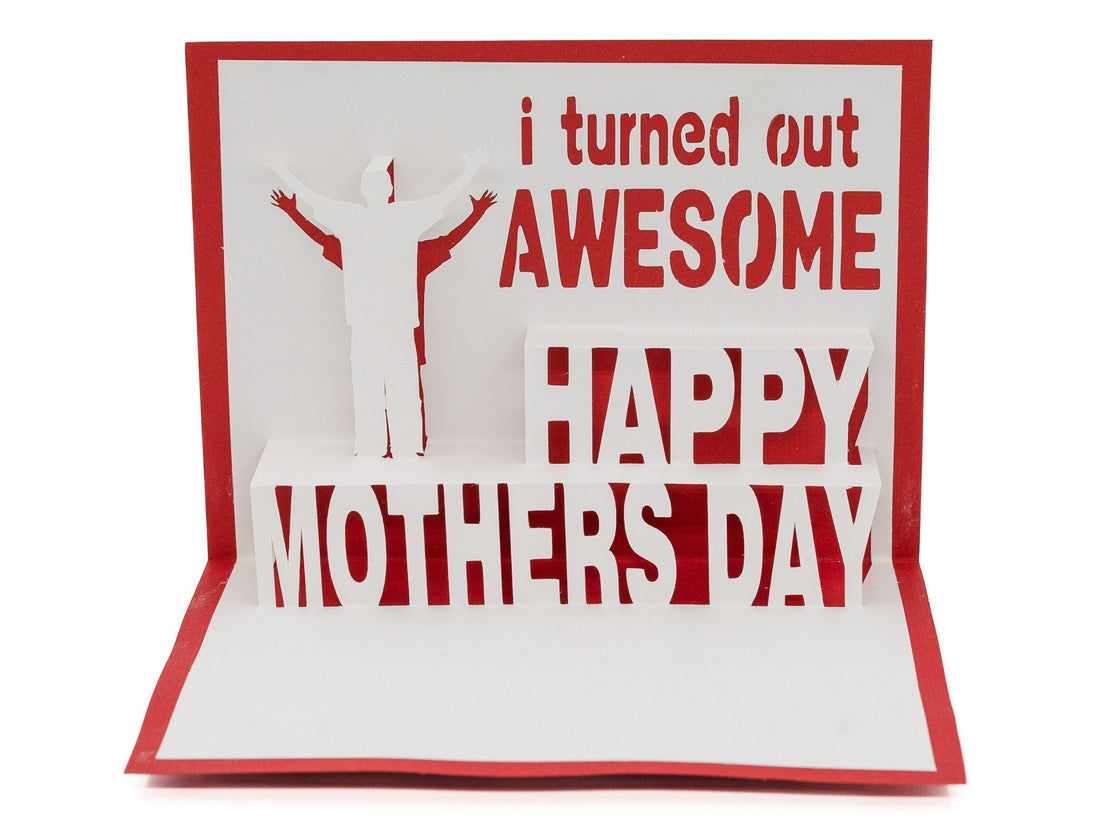 Mothers Day Card from Son Mom Pop Up 3D Greeting Card