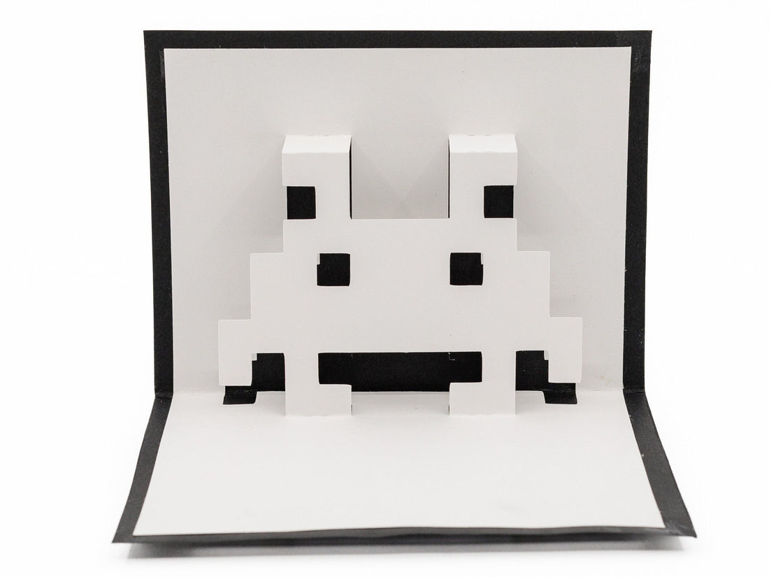 Space Invaders Retro Video Game Pop Up 3D Greeting Card