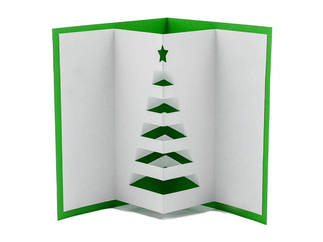 Minimal Christmas Tree Pop Up Card | Modern Holiday Greeting Card | Chic Design 3D Card | Handmade Holiday Gifts | Evergreen Tree Decor