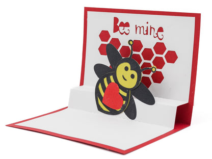 Bee Mine 3D Pop Up Valentines Day Card | Cute Couples Gift | Unique Versatile Card | Handmade Greetings | Cartoon Art Valentines Gift