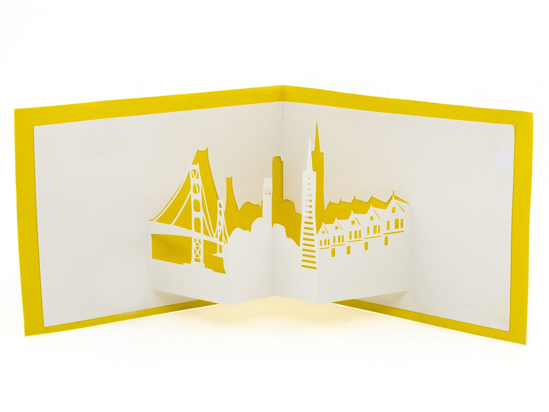 San Francisco Skyline 3D Pop Up Card: Golden Gate Bridge, Transamerica Pyramid, Cityscape Art