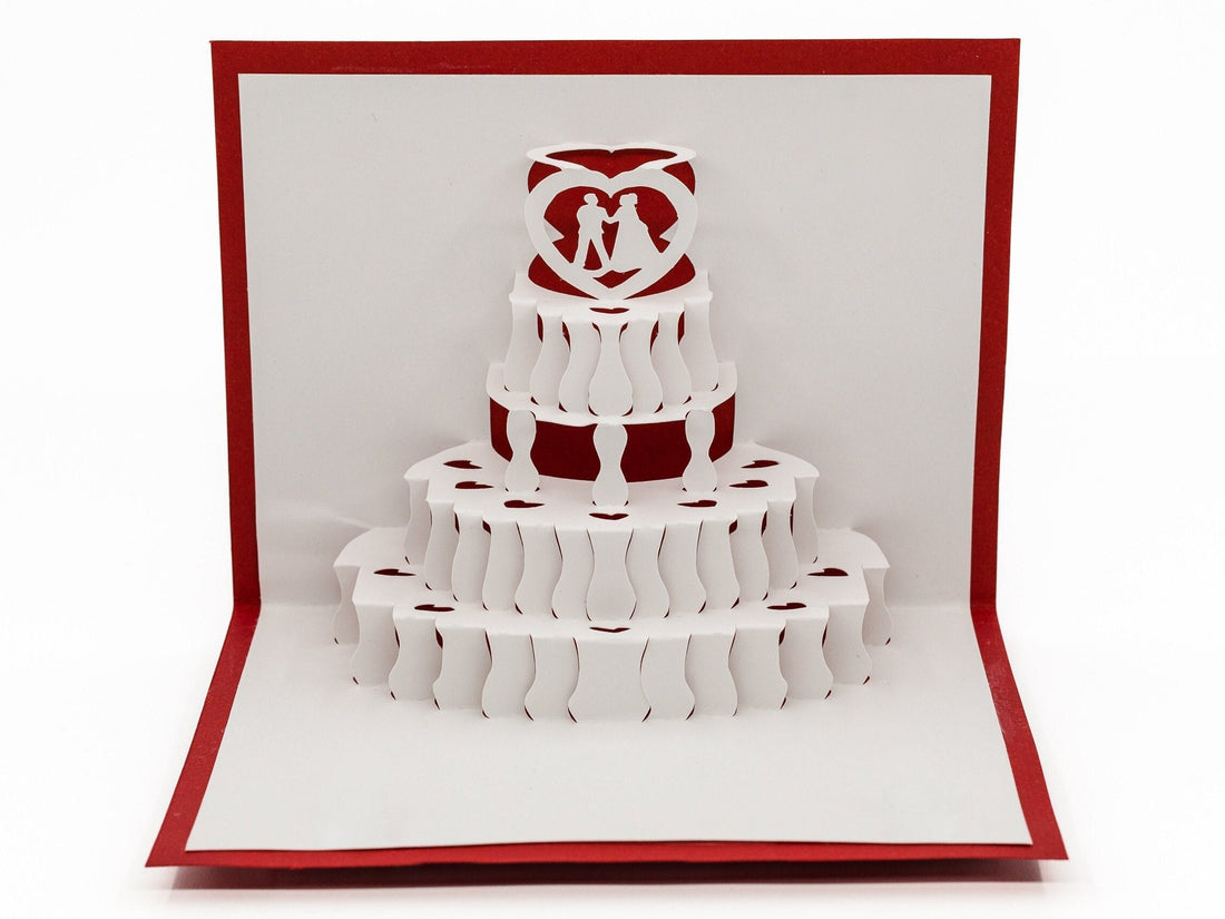Wedding Cake Elegant 3D Pop Up Card: Unique Engagement Gift for Couples, Newlyweds & Anniversary