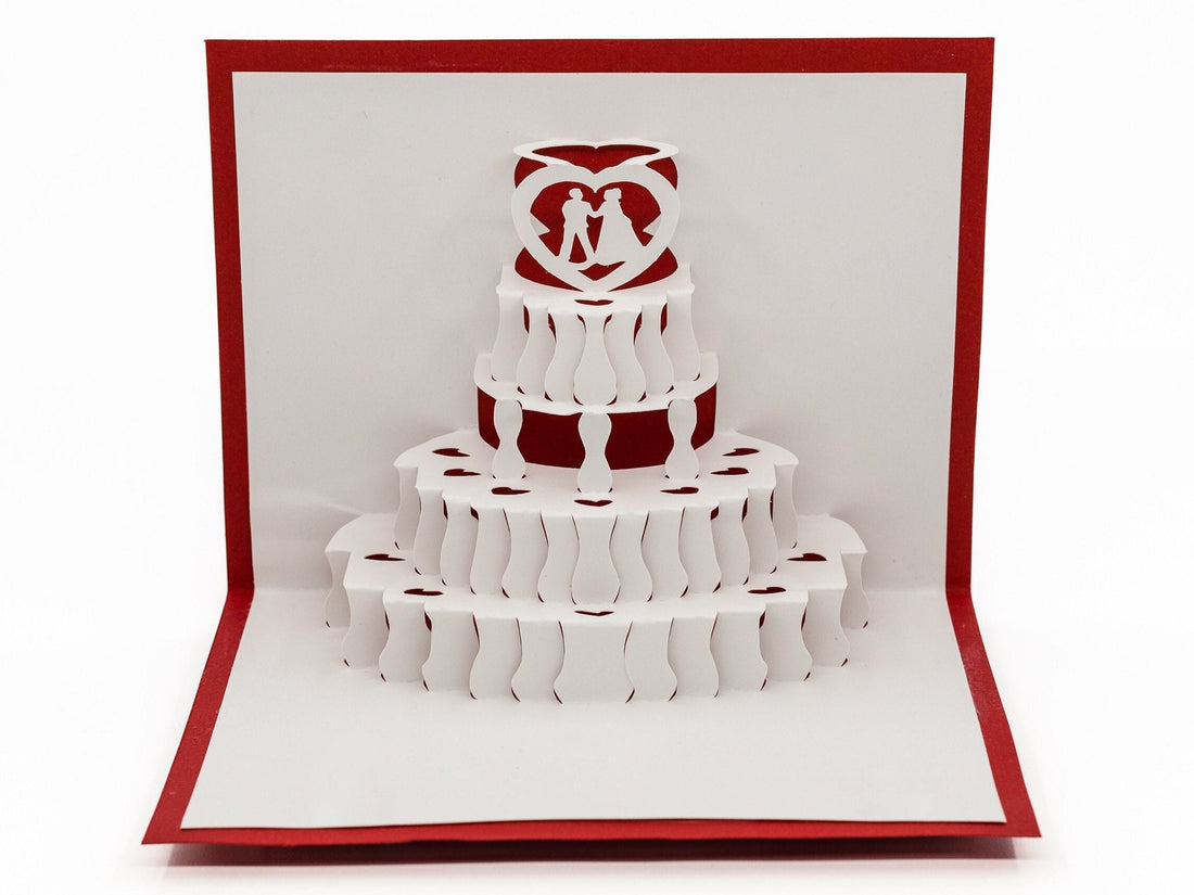 Wedding Cake 3D Pop Up Card | Anniversary and Engagement | Wedding Planner Gift | Handmade Card | Husband and Wife Card | Cake Decor