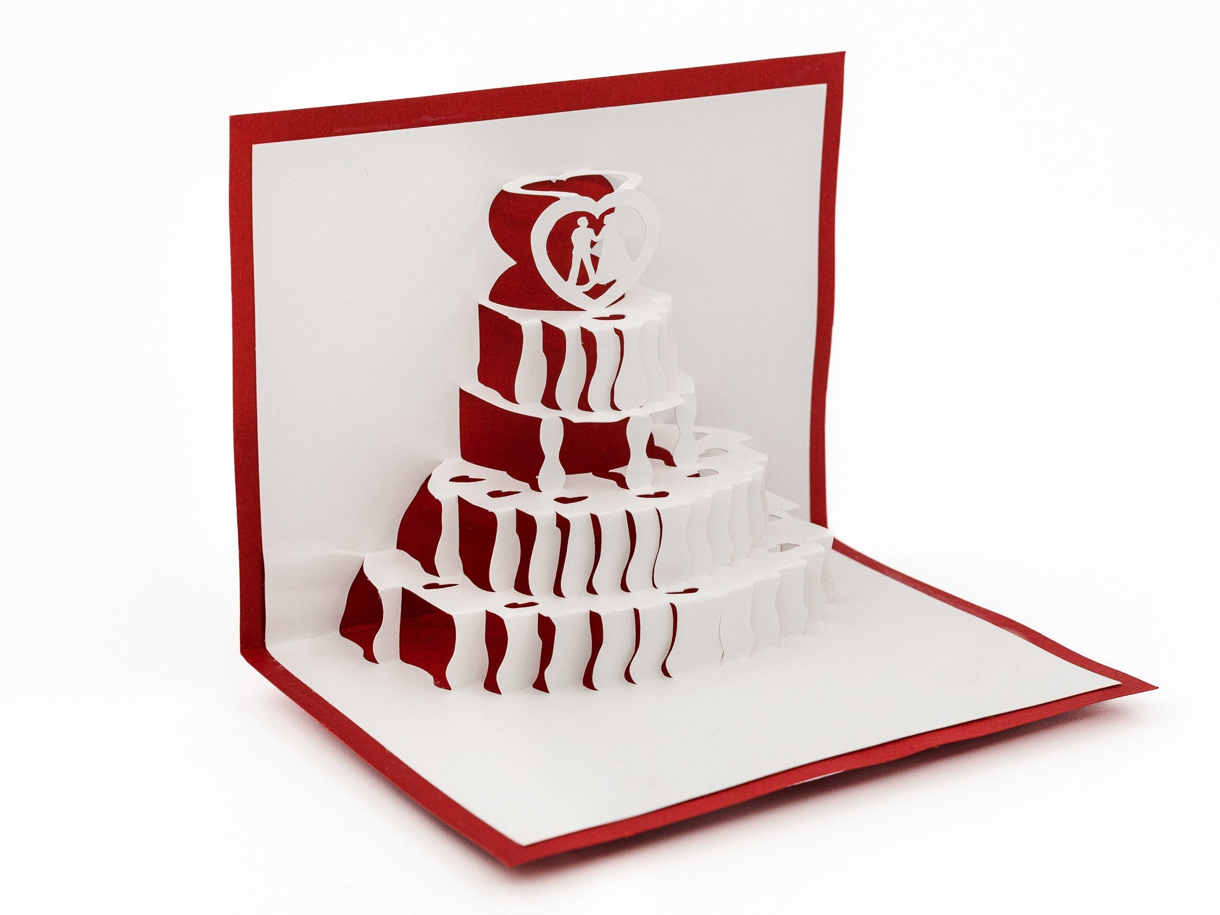 Wedding Cake 3D Pop Up Card | Anniversary and Engagement | Wedding Planner Gift | Handmade Card | Husband and Wife Card | Cake Decor
