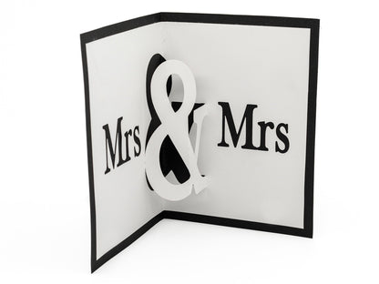 Mrs. and Mrs. Lesbian Wedding Pop Up 3D Greeting Card | LGBTQ Celebration | Elegant Design | Unique Keepsake | Anniversary / Engagement Gift
