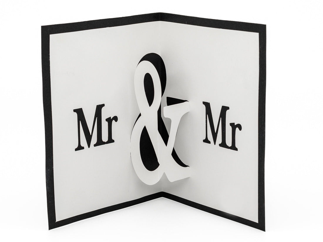 Gay Wedding Mr &amp; Mr Pop Up 3D Greeting Card Same Sex Engagement