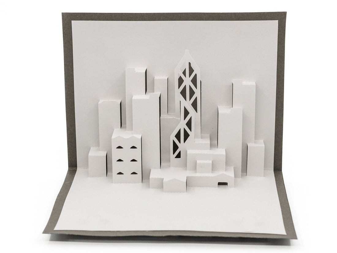Hong Kong 3D Skyline Pop-Up Card: Urban Cityscape Greeting for Travel & Architecture Enthusiasts