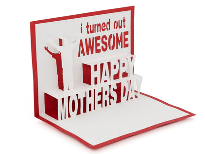Mothers Day Card from Son Mom Pop Up 3D Greeting Card