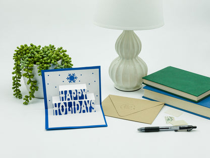 Bulk Set of 12 Happy Holidays Snowflake Pop Up 3D Greeting Card