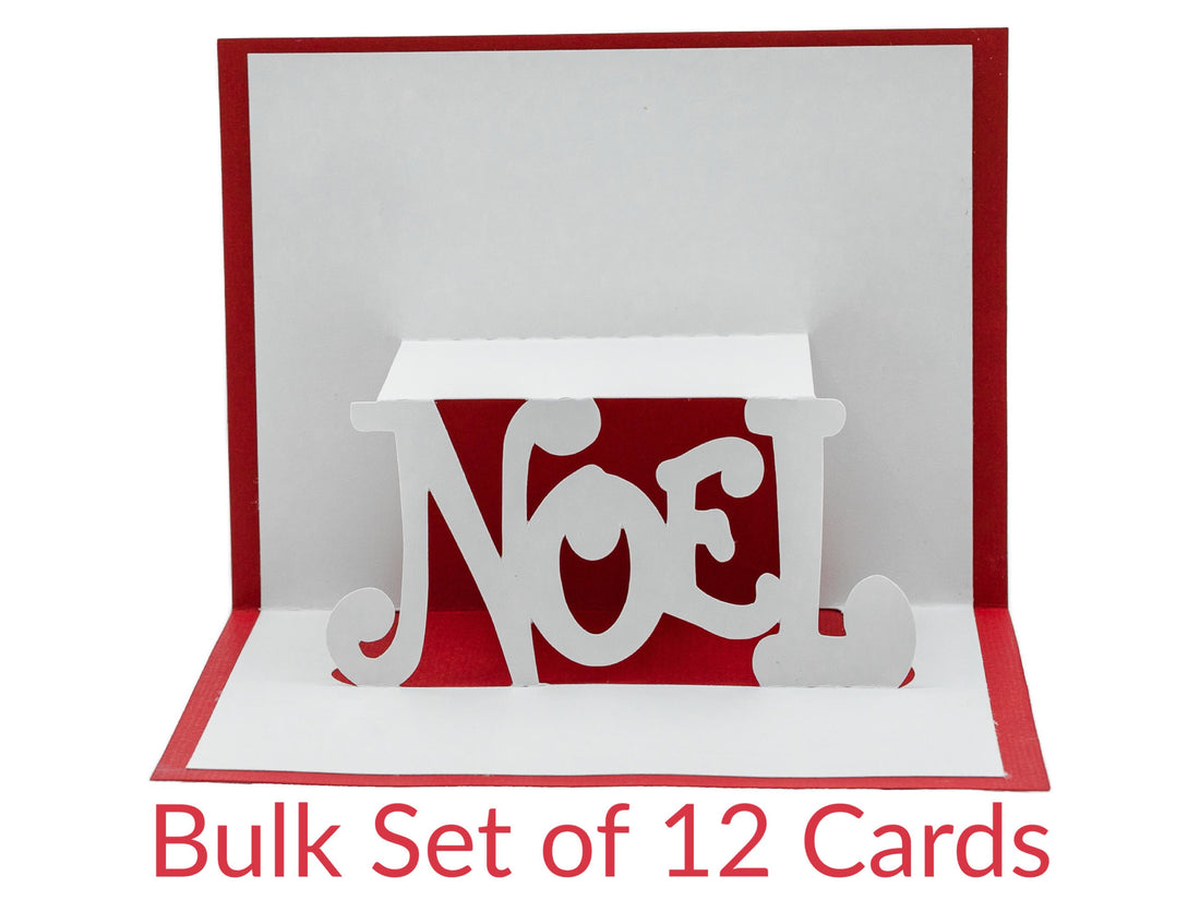 Bulk Set of 12 Noel Modern Christmas Pop Up 3D Greeting Card