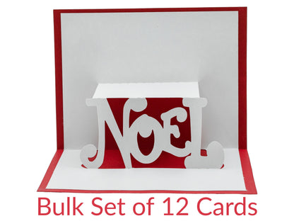 Bulk Set of 12 Noel Modern Christmas Pop Up 3D Greeting Card
