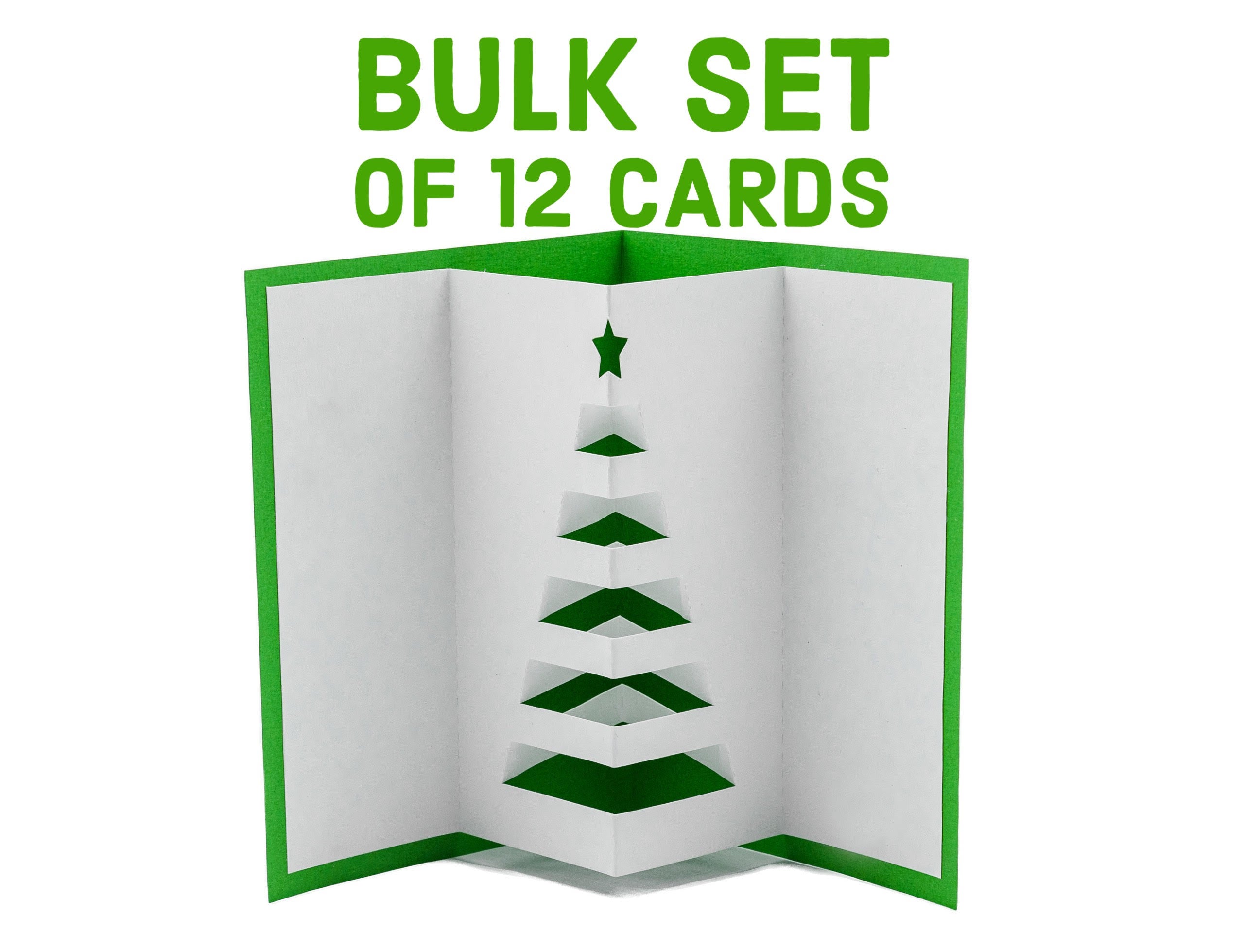 Bulk Set of 12 Christmas Tree Modern Pop Up 3D Greeting Card